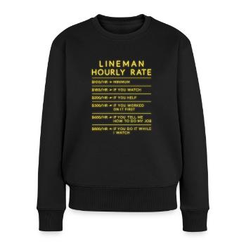 Lineman Tarif horaire Cadeau électricien - Pull Premium bio Femme - noir - Devant - Julia (174cm)