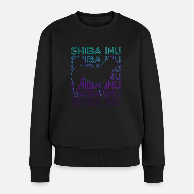Shiba Inu Retro - Frauen Premium Bio Pullover - Schwarz