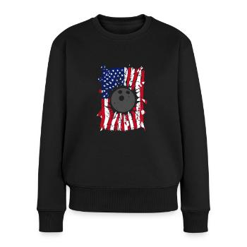 Bowling Torn Drapeau américain - Pull Premium bio Femme - noir - Devant - Julia (174cm)