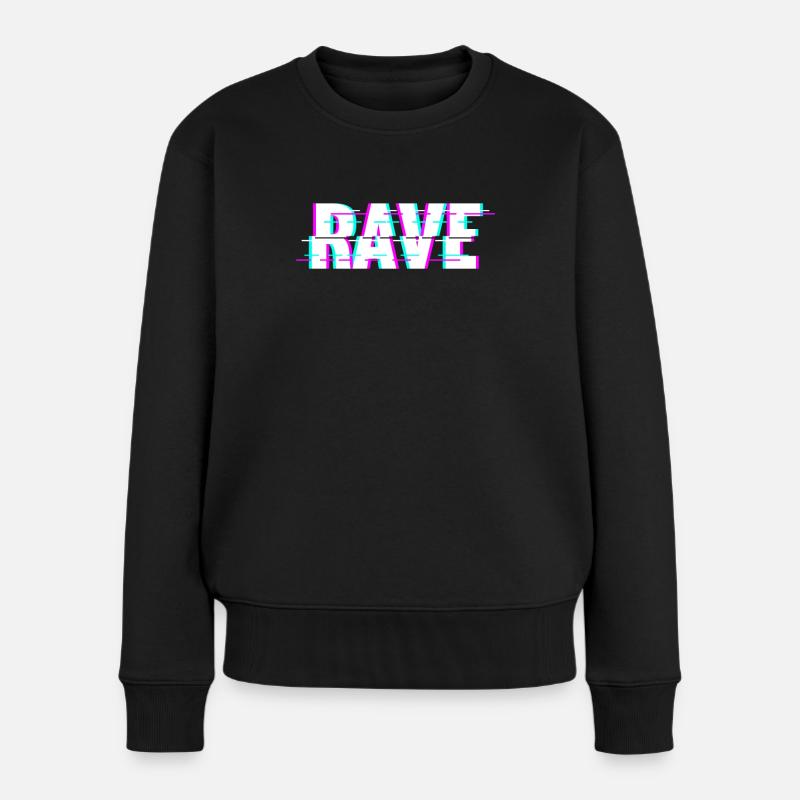 Techno Musik Rave - Frauen Premium Bio Pullover - Schwarz