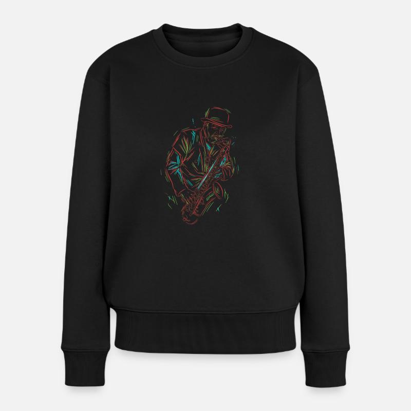 Saxophon Jazz - Frauen Premium Bio Pullover - Schwarz