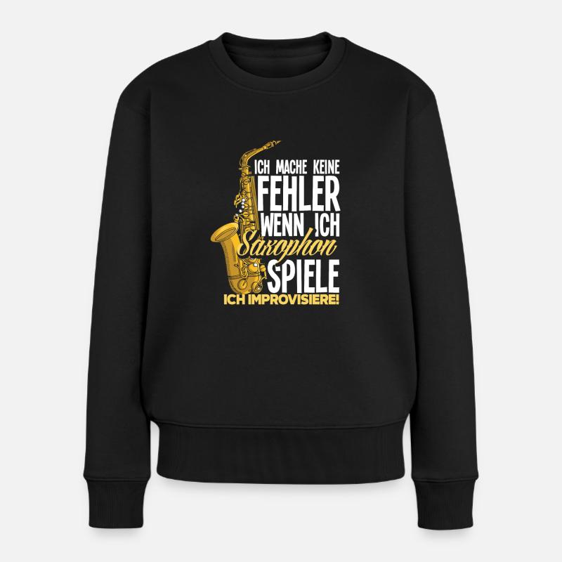 Lustiges Saxophon Geschenk - Frauen Premium Bio Pullover - Schwarz