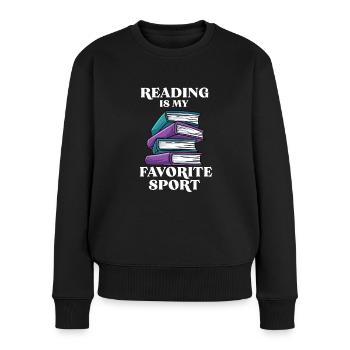 Lesen - Frauen Premium Bio Pullover - Schwarz - Vorne - Julia (174cm)