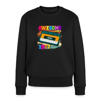 awesome since 1977 Kassette 70er 45. Geburtstag - Frauen Premium Bio Pullover - Schwarz - Vorne - Julia (174cm)