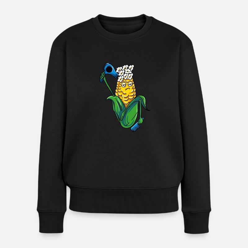 Lustiges Bauer Friseur Mais Geschenkidee - Frauen Premium Bio Pullover - Schwarz