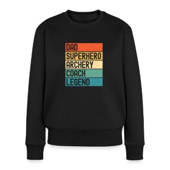 Bogenschütze Bogensport Pfeil Bogen Bogenschießen - Frauen Premium Bio Pullover - Schwarz - Vorne - Julia (174cm)