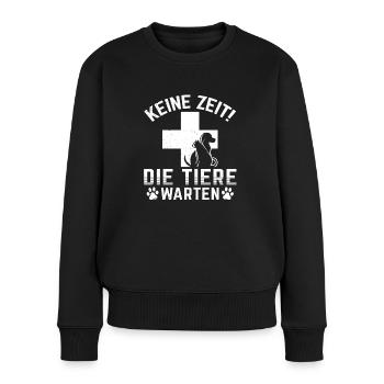 Tierarzthelferin keine Zeit die Tiere warten TFA - Frauen Premium Bio Pullover - Schwarz - Vorne - Julia (174cm)