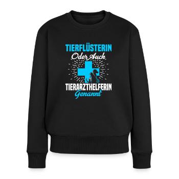 Tierflüsterin oder Tierarzthelferin TFA Veterinär - Frauen Premium Bio Pullover - Schwarz - Vorne - Julia (174cm)