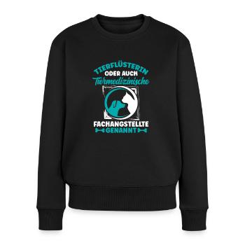 Tierflüsterin oder Tierarzthelferin TFA Veterinär - Frauen Premium Bio Pullover - Schwarz - Vorne - Julia (174cm)