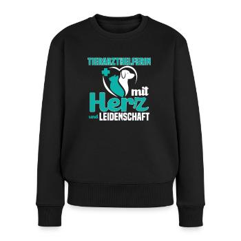 Tierarzthelferin mit Herz und Leidenschaft TFA - Frauen Premium Bio Pullover - Schwarz - Vorne - Julia (174cm)
