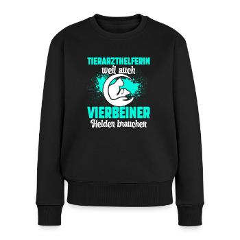 Tierarzthelferin Vierbeiner Helden TFA Veterinär - Frauen Premium Bio Pullover - Schwarz - Vorne - Julia (174cm)