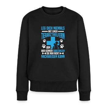 Leg dich niemals an TFA Veterinär - Frauen Premium Bio Pullover - Schwarz - Vorne - Julia (174cm)