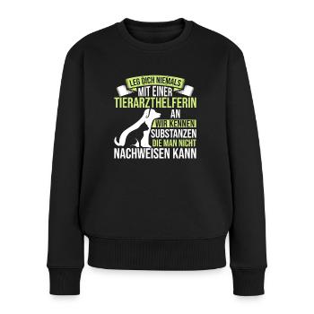 Leg dich niemals an TFA Veterinär - Frauen Premium Bio Pullover - Schwarz - Vorne - Julia (174cm)