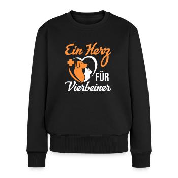 Tierarzthelferin Herz für Vierbeiner TFA Veterinär - Frauen Premium Bio Pullover - Schwarz - Vorne - Julia (174cm)