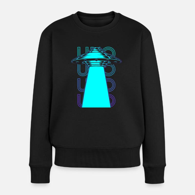 Ufo Alien Abduction Retro - Women's Premium Organic Jumper - black