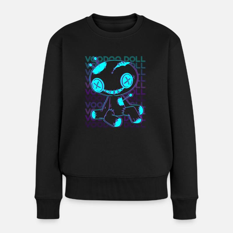 Voodoo Puppe Hexerei Retro - Frauen Premium Bio Pullover - Schwarz