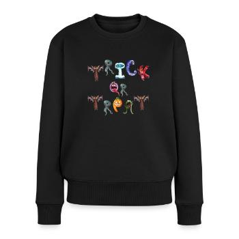 Doux ou aigre Halloween petit monstre - Pull Premium bio Femme - noir - Devant - Julia (174cm)