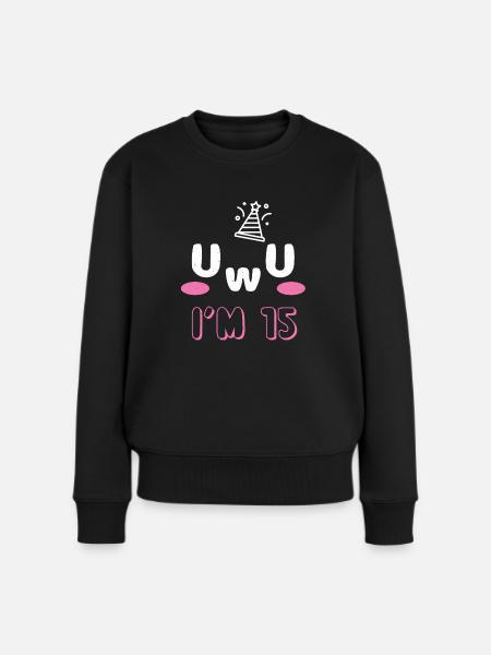 Owo Uwu Visage Age 15 ans Anime Esthétique Otaku - Pull Premium bio Femme - noir