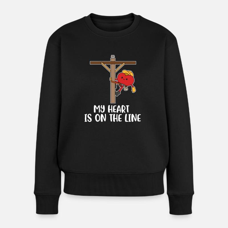 My Heart Is On The Line Elektiker Geschenk - Frauen Premium Bio Pullover - Schwarz