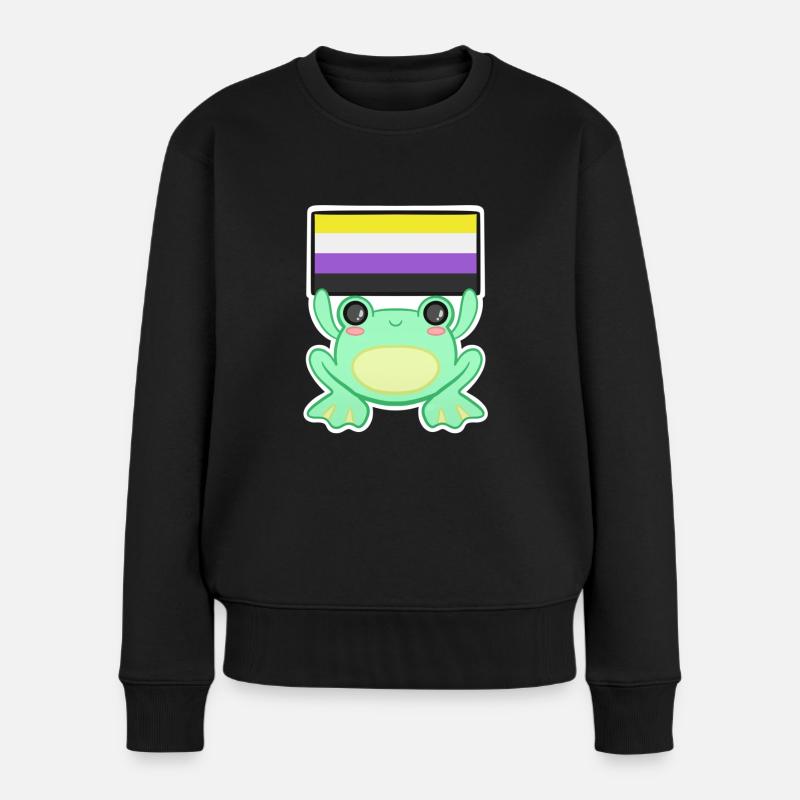Froggy Enby - Frauen Premium Bio Pullover - Schwarz