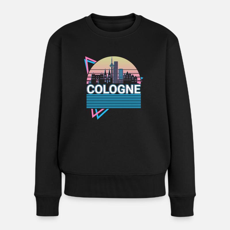 Köln Stadt Skyline Stadtbild Retro - Frauen Premium Bio Pullover - Schwarz