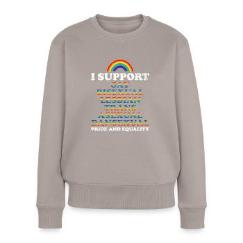 Ich unterstütze die Rechte von Homosexuellen - Frauen Premium Bio Pullover - Taupe - Vorne - Julia (174cm)