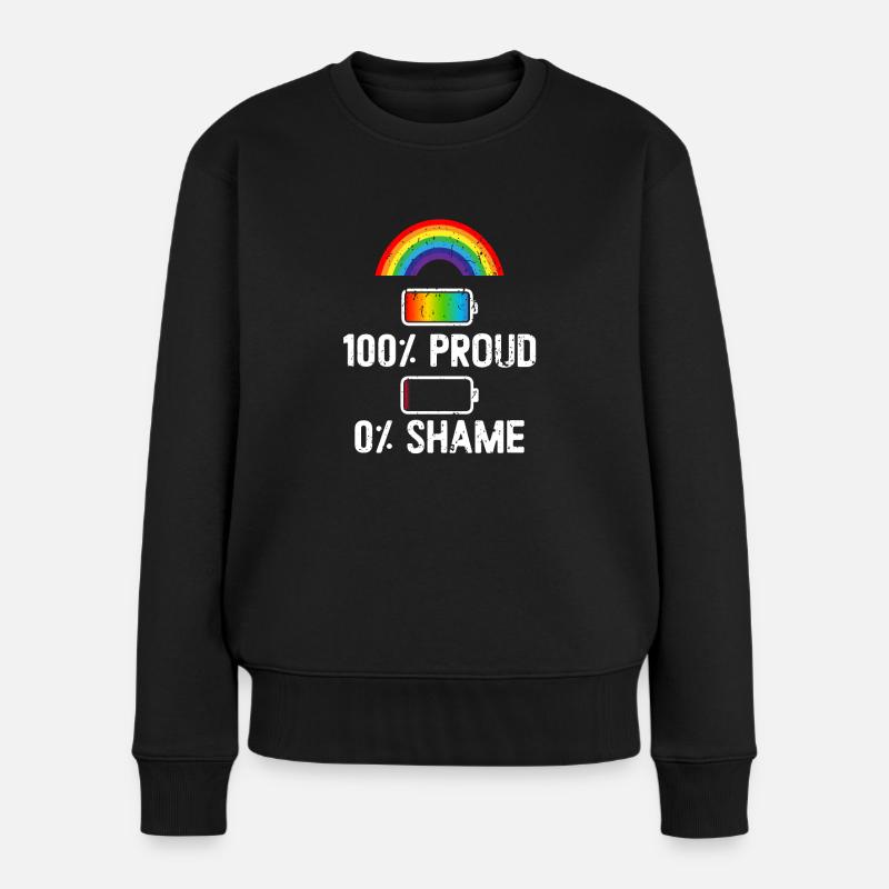 100% Stolz 0%Shame Gay Pride - Frauen Premium Bio Pullover - Schwarz