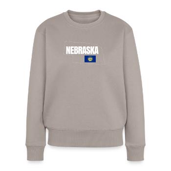 Cadeau de voyage au Nebraska - Pull Premium bio Femme - taupe - Devant - Julia (174cm)