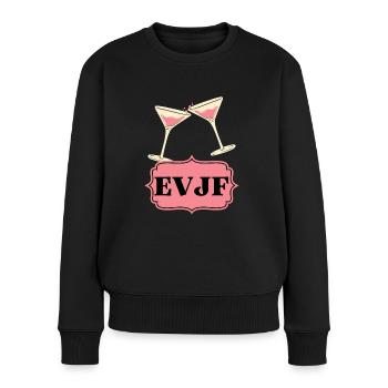 EVJF étiquette Vintage Rétro Rose Verre Fête - Pull Premium bio Femme - noir - Devant - Julia (174cm)