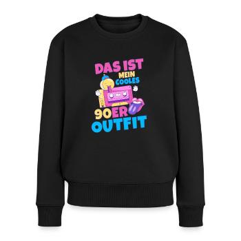 Das ist mein cooles 90er Outfit 90s Boyband Modesü - Frauen Premium Bio Pullover - Schwarz - Vorne - Julia (174cm)