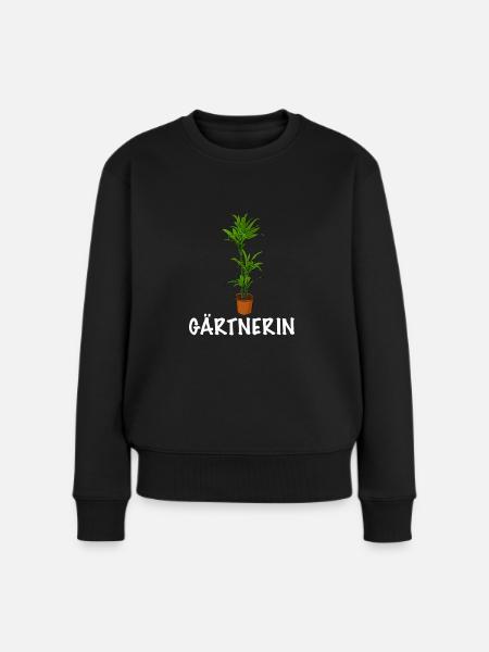 Gärtnerin Topfpflanze - Frauen Premium Bio Pullover - Schwarz