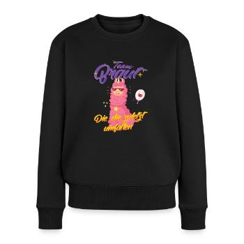 Team Braut Llama Die zuletzt umfallen - Frauen Premium Bio Pullover - Schwarz - Vorne - Julia (174cm)