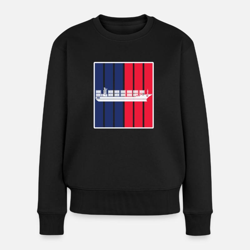 Containerschiff - Frauen Premium Bio Pullover - Schwarz