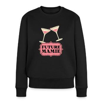 FUTURE MAMIE VINTAGE RÉTRO - Annonce Grossesse - Pull Premium bio Femme - noir - Devant - Julia (174cm)