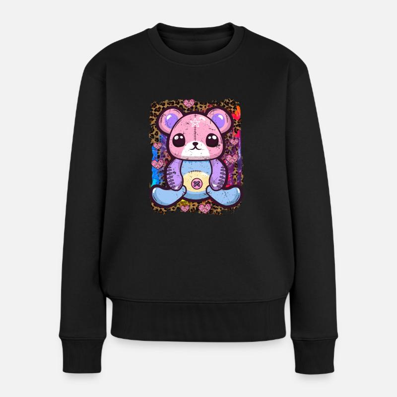 Kawaii Goth Teddybär - Frauen Premium Bio Pullover - Schwarz