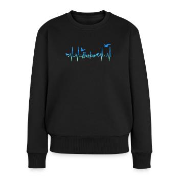 Borkum - Frauen Premium Bio Pullover - Schwarz - Vorne - Julia (174cm)