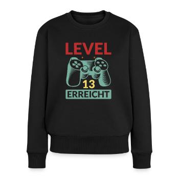 Level 13 Erreicht Gamer - Frauen Premium Bio Pullover - Schwarz - Vorne - Julia (174cm)