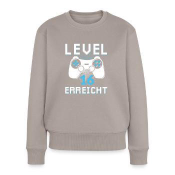 Level 16 Erreicht Gamer - Frauen Premium Bio Pullover - Taupe - Vorne - Julia (174cm)