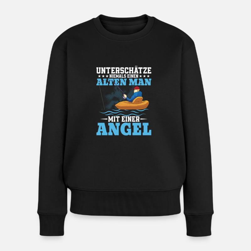 Never underestimate an old man with an Ang - Women's Premium Organic Jumper - black