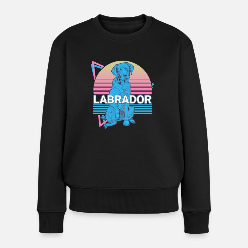 Labrador Retro - Frauen Premium Bio Pullover - Schwarz