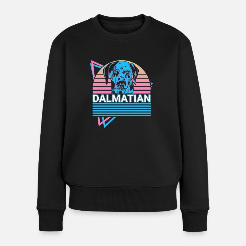 Dalmatiner Retro - Frauen Premium Bio Pullover - Schwarz
