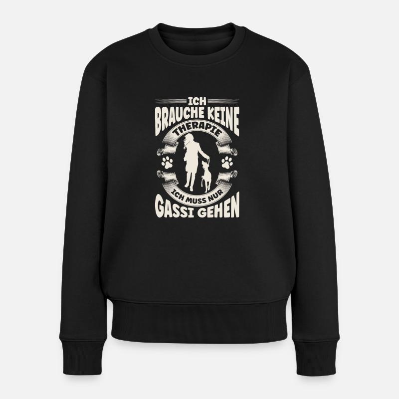 Ich brauche keine Therapie Hund Gassi - Frauen Premium Bio Pullover - Schwarz