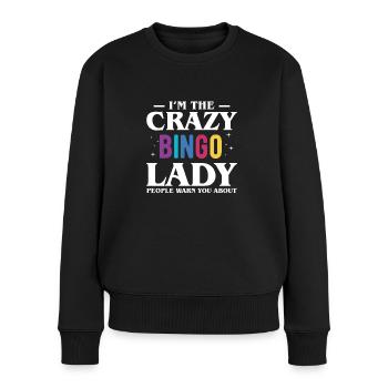 Je suis le cadeau de chemise Crazy Bingo Lady - Pull Premium bio Femme - noir - Devant - Julia (174cm)