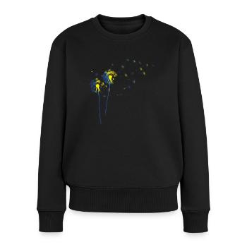 Ukraine Drapeau Pissenlit Liberté Ukrainien - Pull Premium bio Femme - noir - Devant - Julia (174cm)