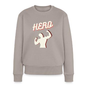 Gym Deadlifts Workout love - ma déroute de fitness de passe-temps - Pull Premium bio Femme - taupe - Devant - Julia (174cm)
