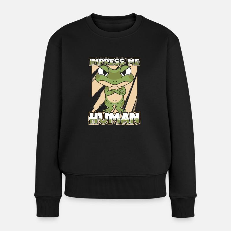 Frosch Frösche Amphibie - Frauen Premium Bio Pullover - Schwarz