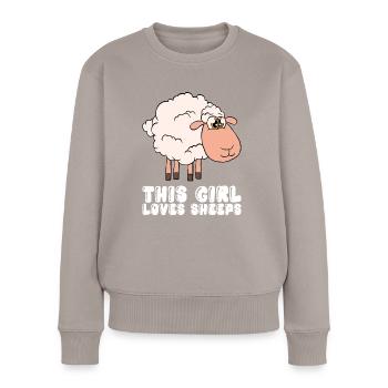 Cette fille aime les moutons - Pull Premium bio Femme - taupe - Devant - Julia (174cm)