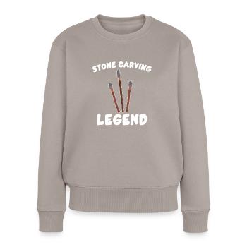 Funny stonemason legend - Women's Premium Organic Jumper - taupe - Front - Julia (174cm)