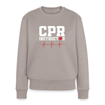 Cpr-ausbilder - Frauen Premium Bio Pullover - Taupe - Vorne - Julia (174cm)