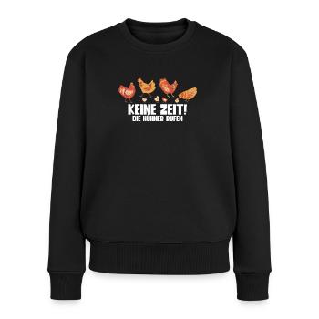 Huhn Hühner - Frauen Premium Bio Pullover - Schwarz - Vorne - Julia (174cm)